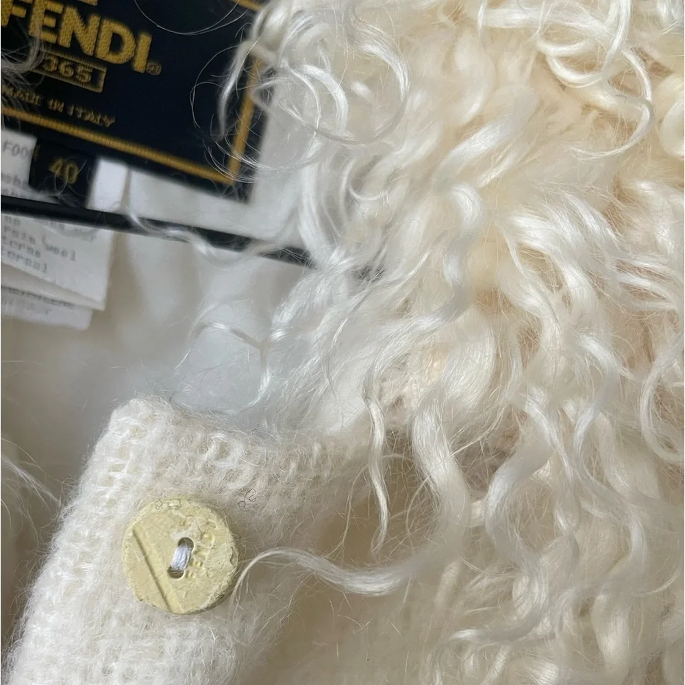 Fendi Women’s Vintage 1990’s Cream Mohair Coat with Kiddassia Collar & Trim - Picture 9 of 16